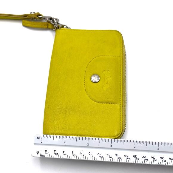 LONGCHAMP zip around wallet wristlet yellow leather - Picture 8 of 12